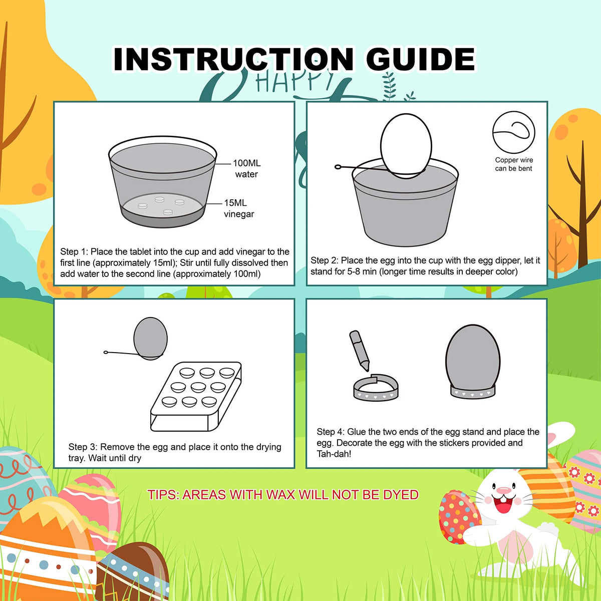 41-Piece Easter Egg Decorating DIY Kit with Dye Tablets and Stickers