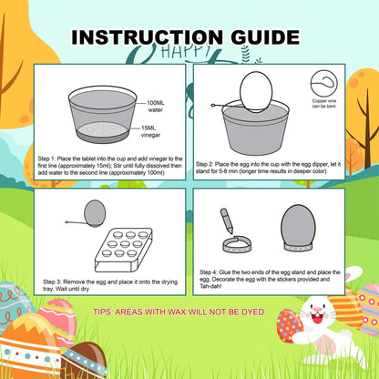 41-Piece Easter Egg Decorating DIY Kit with Dye Tablets and Stickers