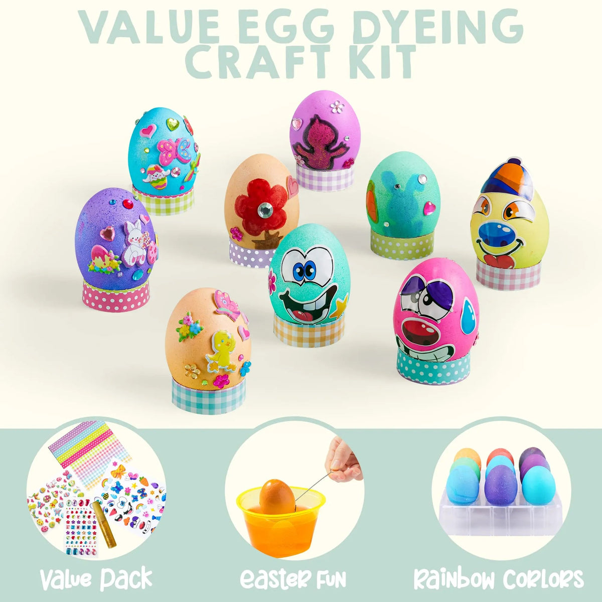 41-Piece Easter Egg Decorating DIY Kit with Dye Tablets and Stickers