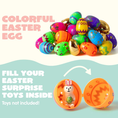 44Pcs 3.15in Printed Eggs with 8 Golden Eggs for Easter Egg Hunt