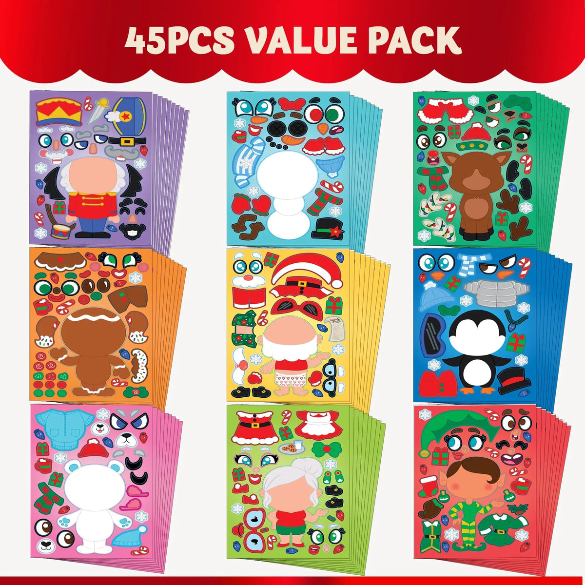 Christmas Make-A-Face Sticker Set - Create Your Own Holiday Characters