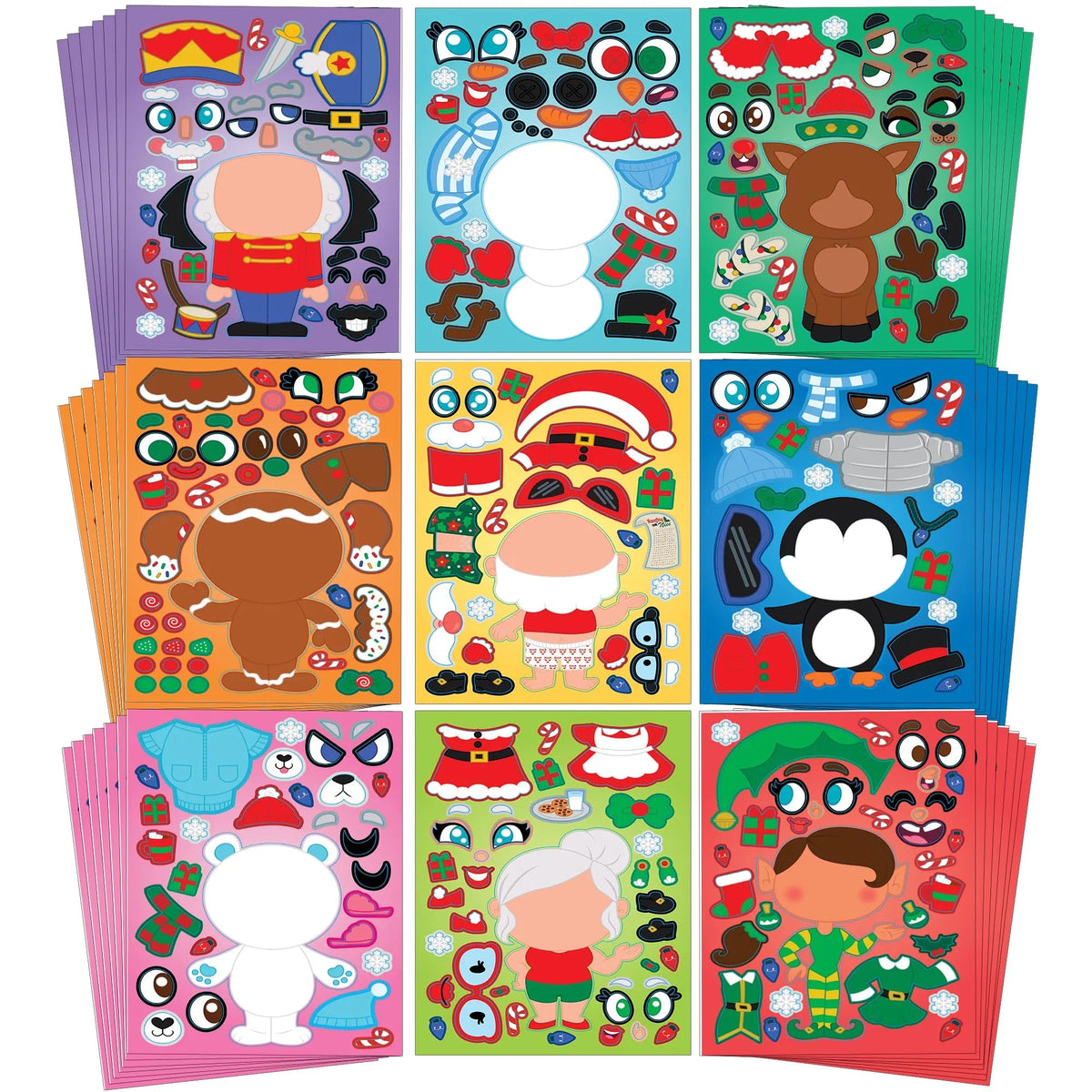 Christmas Make-A-Face Sticker Set - Create Your Own Holiday Characters
