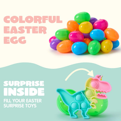 46-Piece Pre-Filled Colorful Easter Eggs with Pop Keychains and 23 Pop Fillers for Egg Hunt