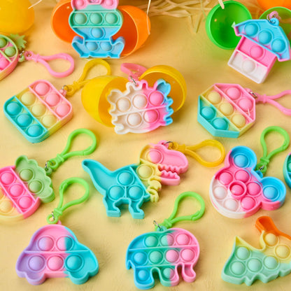 46-Piece Pre-Filled Colorful Easter Eggs with Pop Keychains and 23 Pop Fillers for Egg Hunt