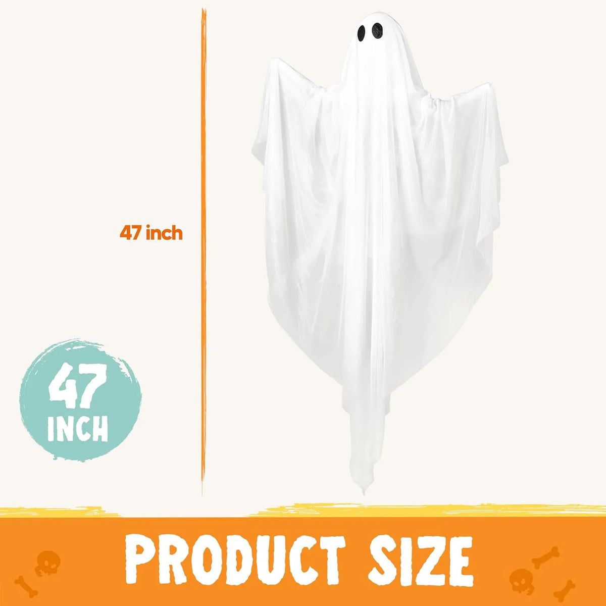 47-Inch Halloween Hanging Ghost with Spooky White LED Light