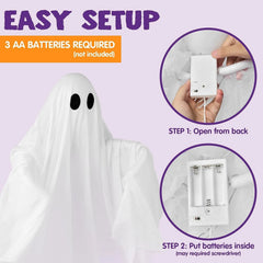 47-Inch Halloween Hanging Ghost with Spooky Purple LED Lights