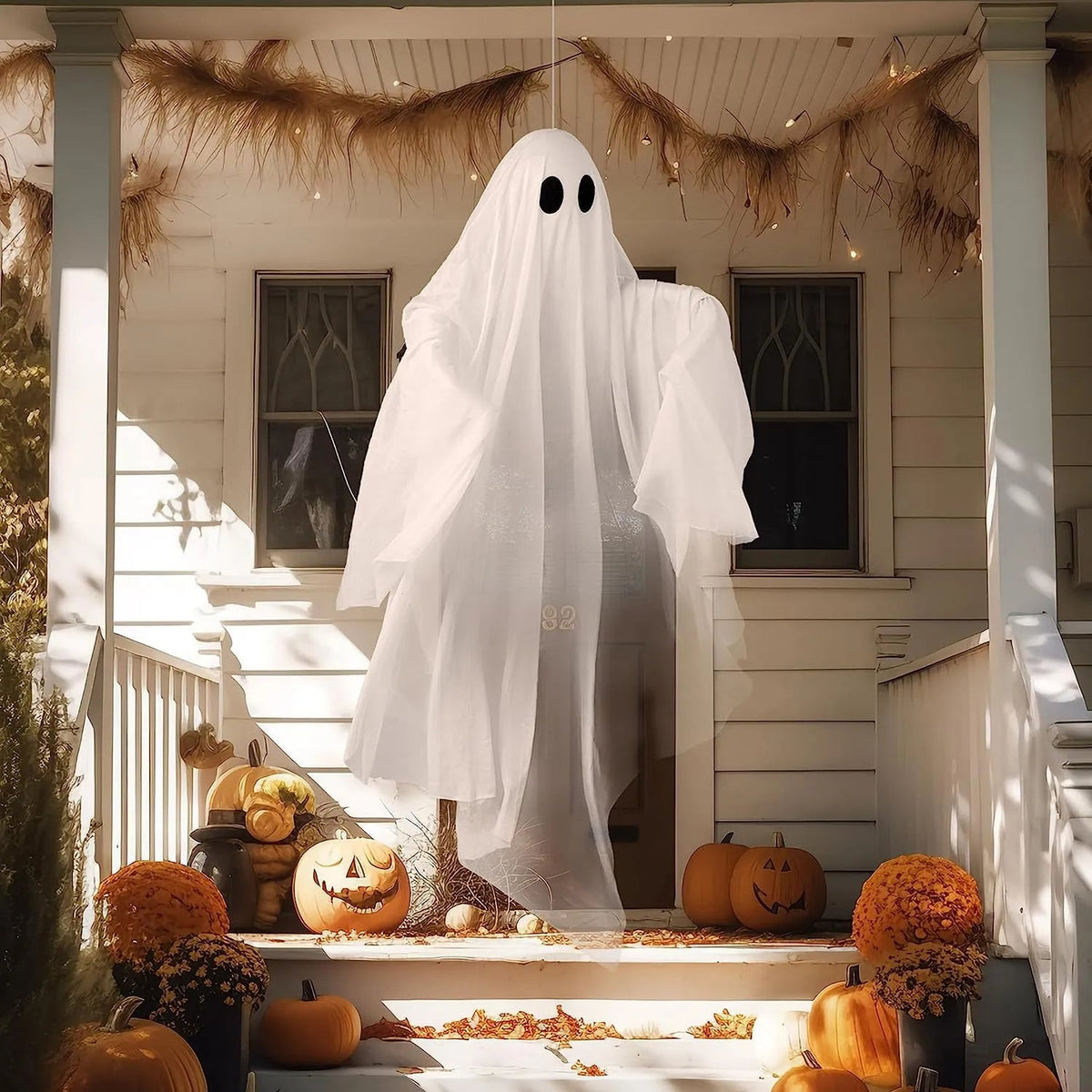 47-Inch Halloween Hanging Ghost with Spooky Purple LED Lights