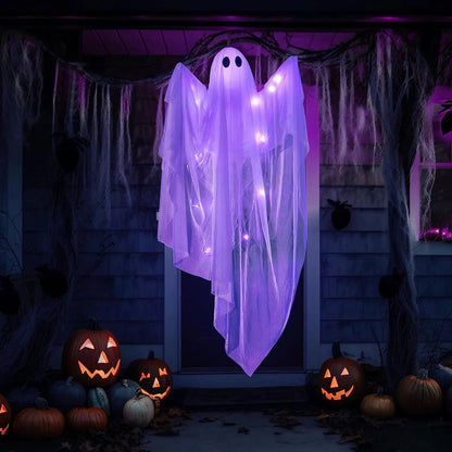 47-Inch Halloween Hanging Ghost with Spooky Purple LED Lights