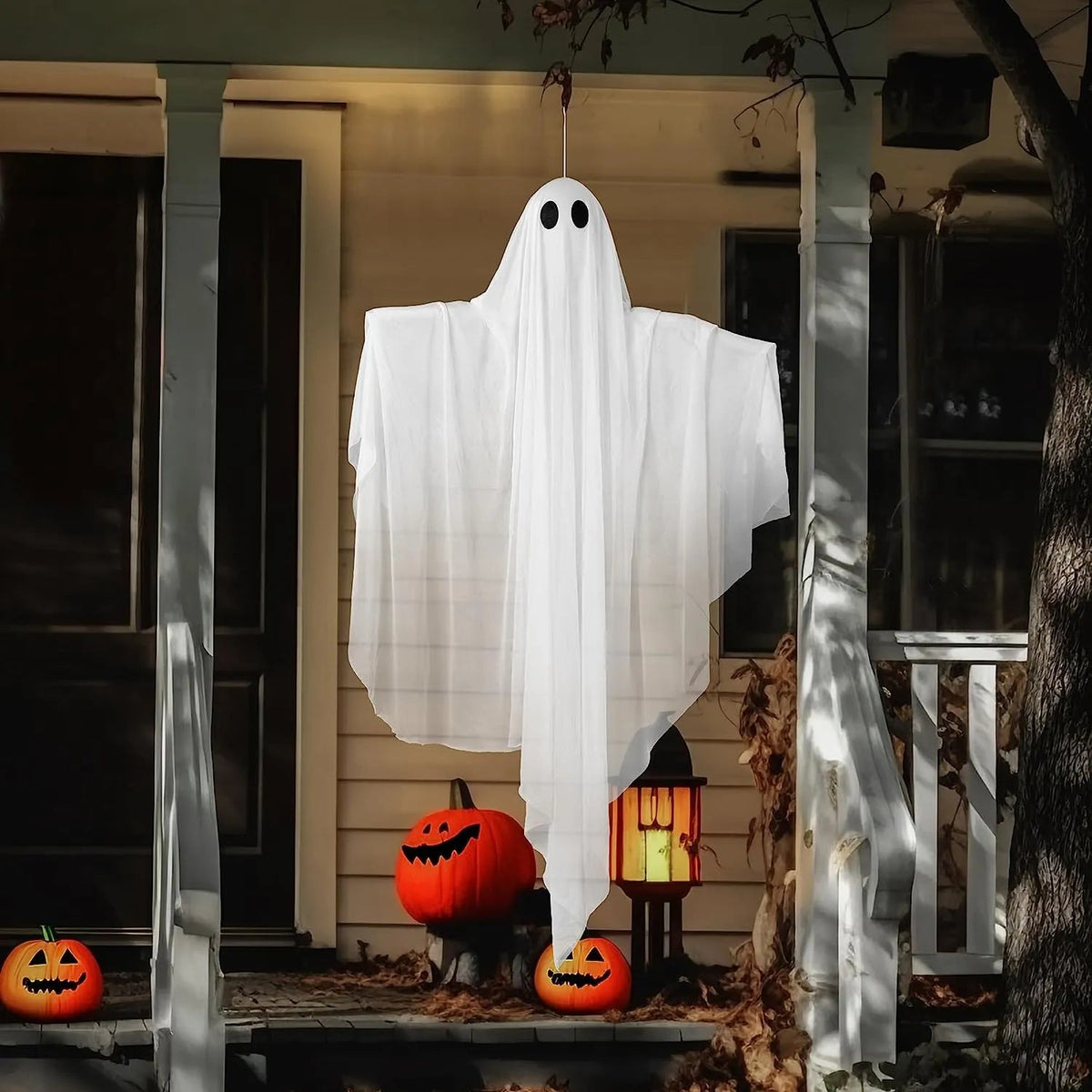 47-Inch Halloween Hanging Ghost with Spooky Purple LED Lights