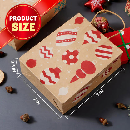 48 Christmas Kraft Gift Bags - 7x9x3.5 Inches for Gifts and Party Supplies