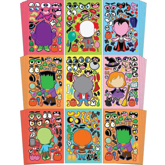 JOYIN 48-Pack Halloween Make-a-Face Sticker Sheets with 8 Vampire Styles