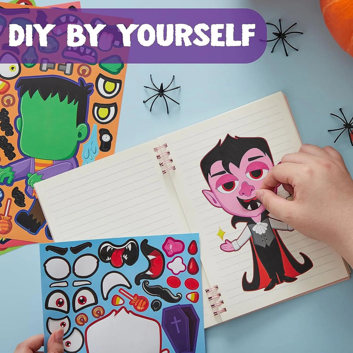 JOYIN 48-Pack Halloween Make-a-Face Sticker Sheets with 8 Vampire Styles
