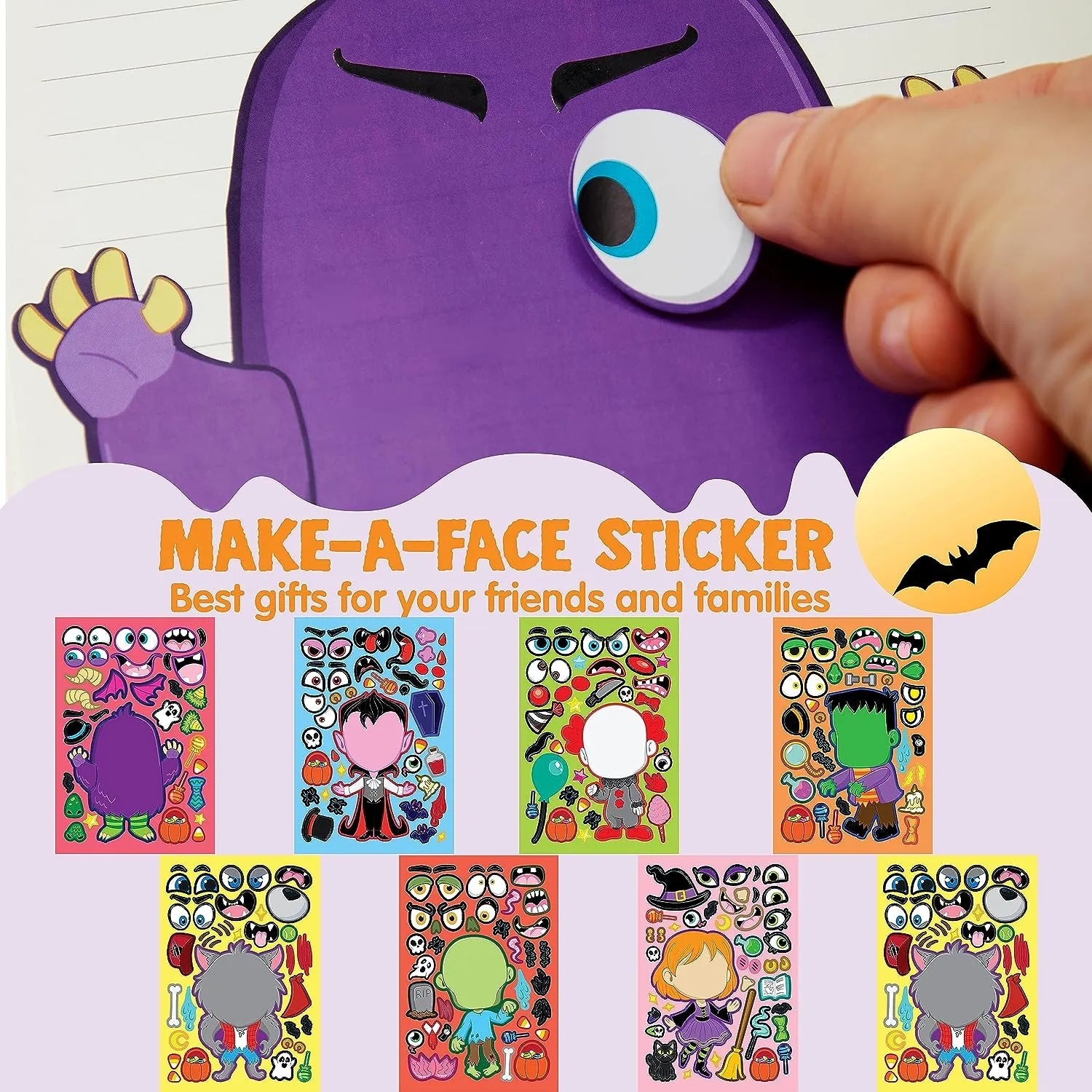 JOYIN 48-Pack Halloween Make-a-Face Sticker Sheets with 8 Vampire Styles