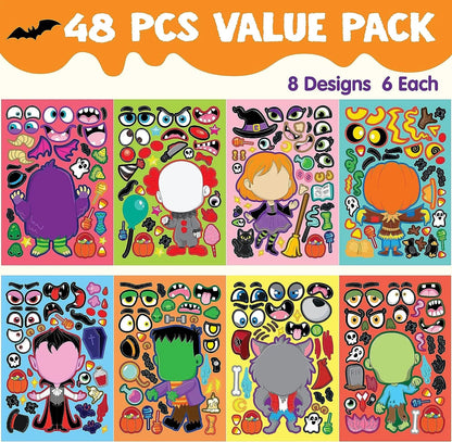 JOYIN 48-Pack Halloween Make-a-Face Sticker Sheets with 8 Vampire Styles