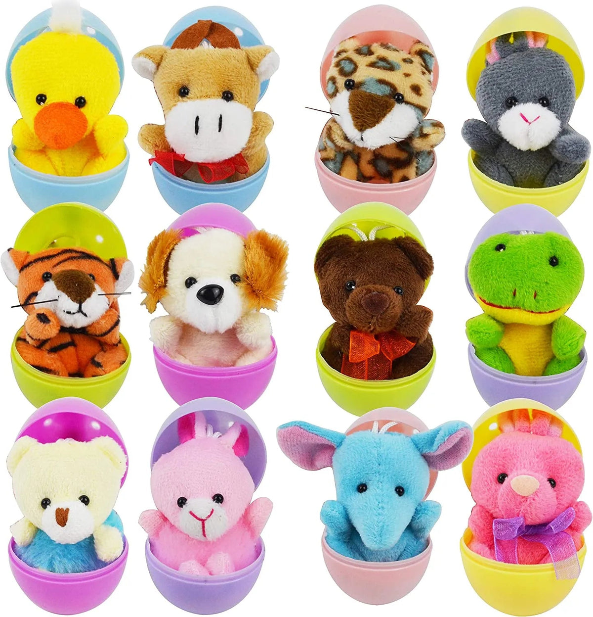 48-Pack Prefilled Easter Eggs with Animal Plush Toys