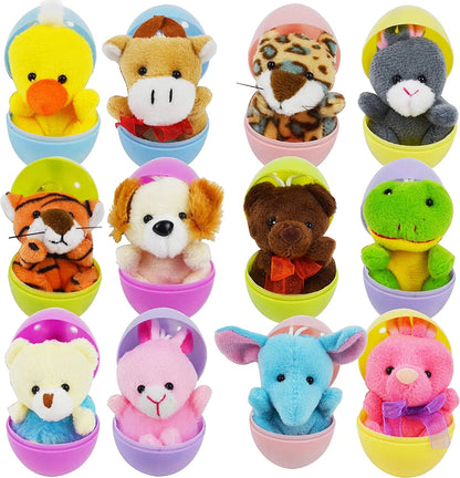 48-Pack Prefilled Easter Eggs with Animal Plush Toys