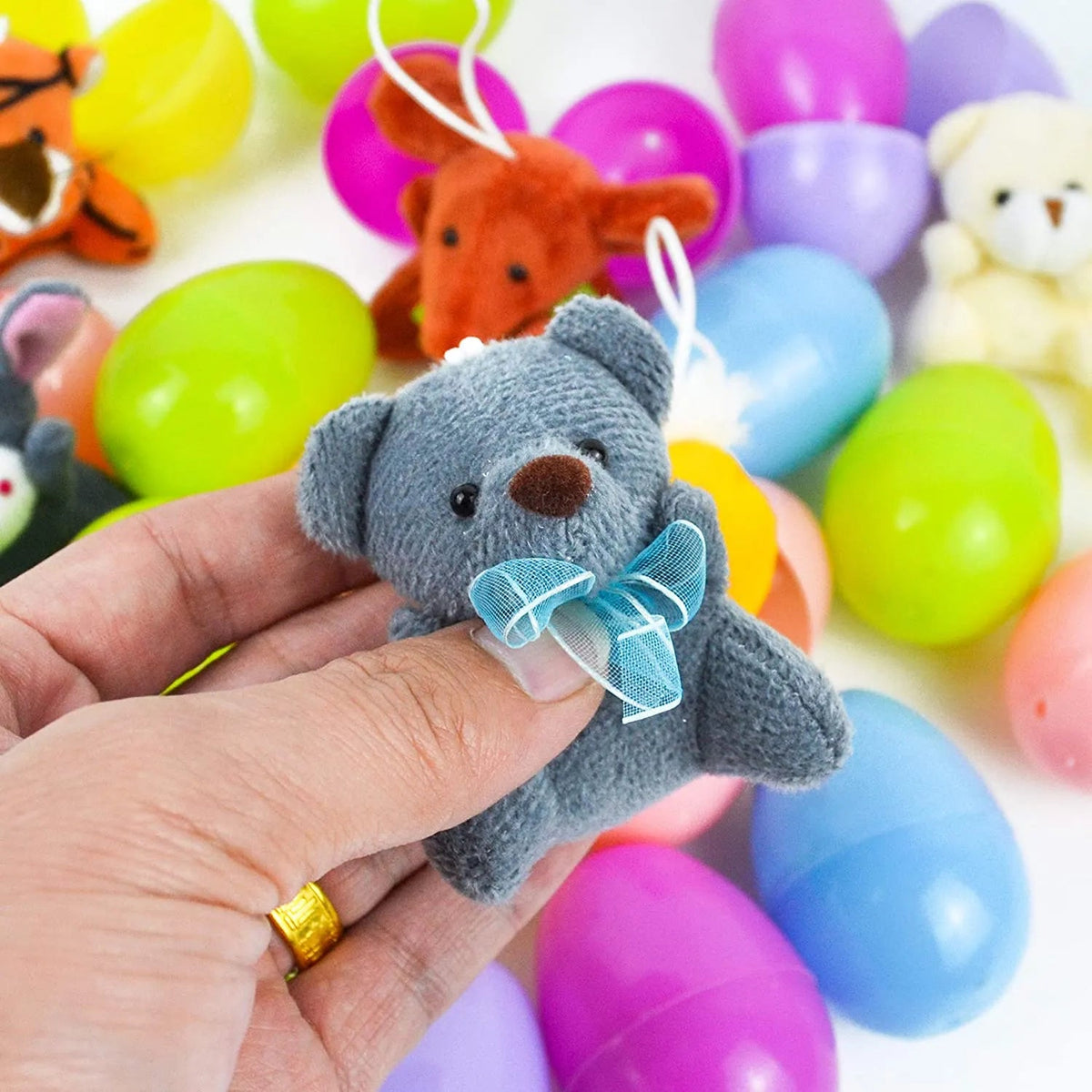 48-Pack Prefilled Easter Eggs with Animal Plush Toys