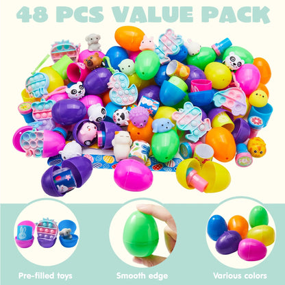 48-Pack Assorted Prefilled Easter Eggs (2.4 Inches)