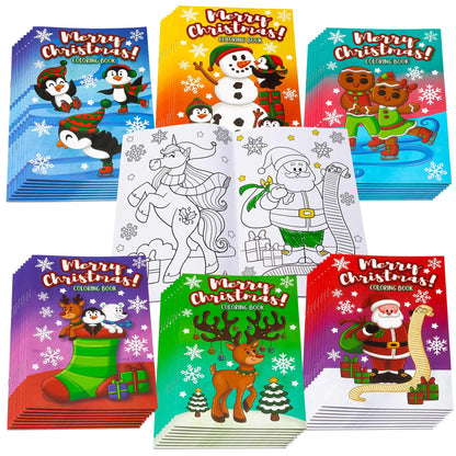 48-Pack Christmas Kids Coloring Books with 6 Different Cover Designs