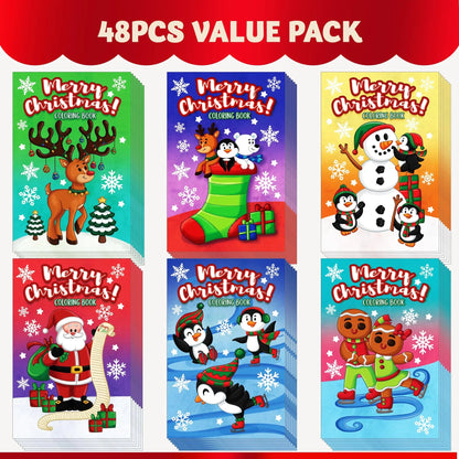 48-Pack Christmas Kids Coloring Books with 6 Different Cover Designs