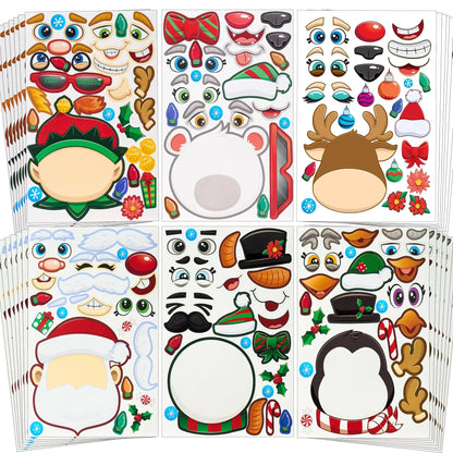 48 Pcs Christmas Make A Face Stickers - Xmas Stickers