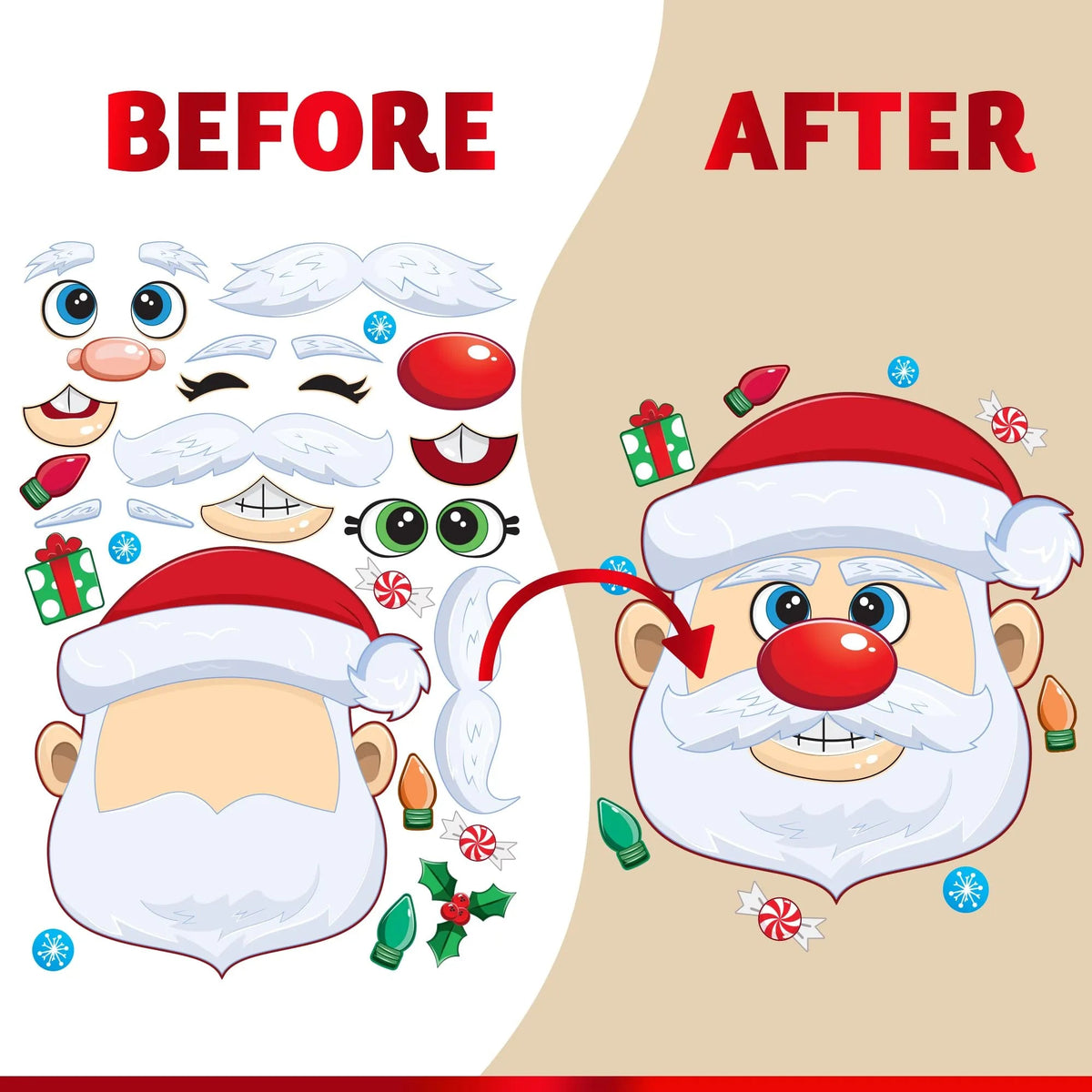 48 Pcs Christmas Make A Face Stickers - Xmas Stickers