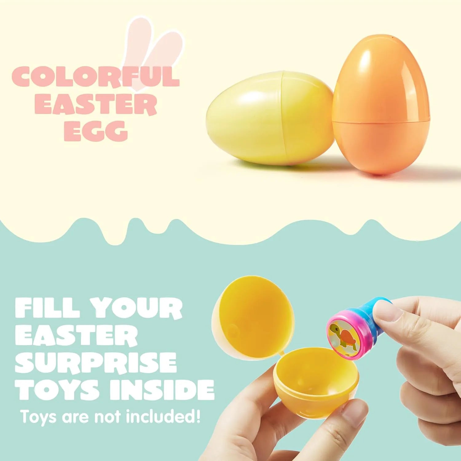 48 Pastel Gold Plastic Fillable Easter Eggs for Hunt Party Favors