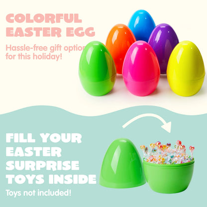 48 Giant Plastic Easter Eggs - Bright Fillable Eggs for Easter Egg Hunt & Basket Stuffers