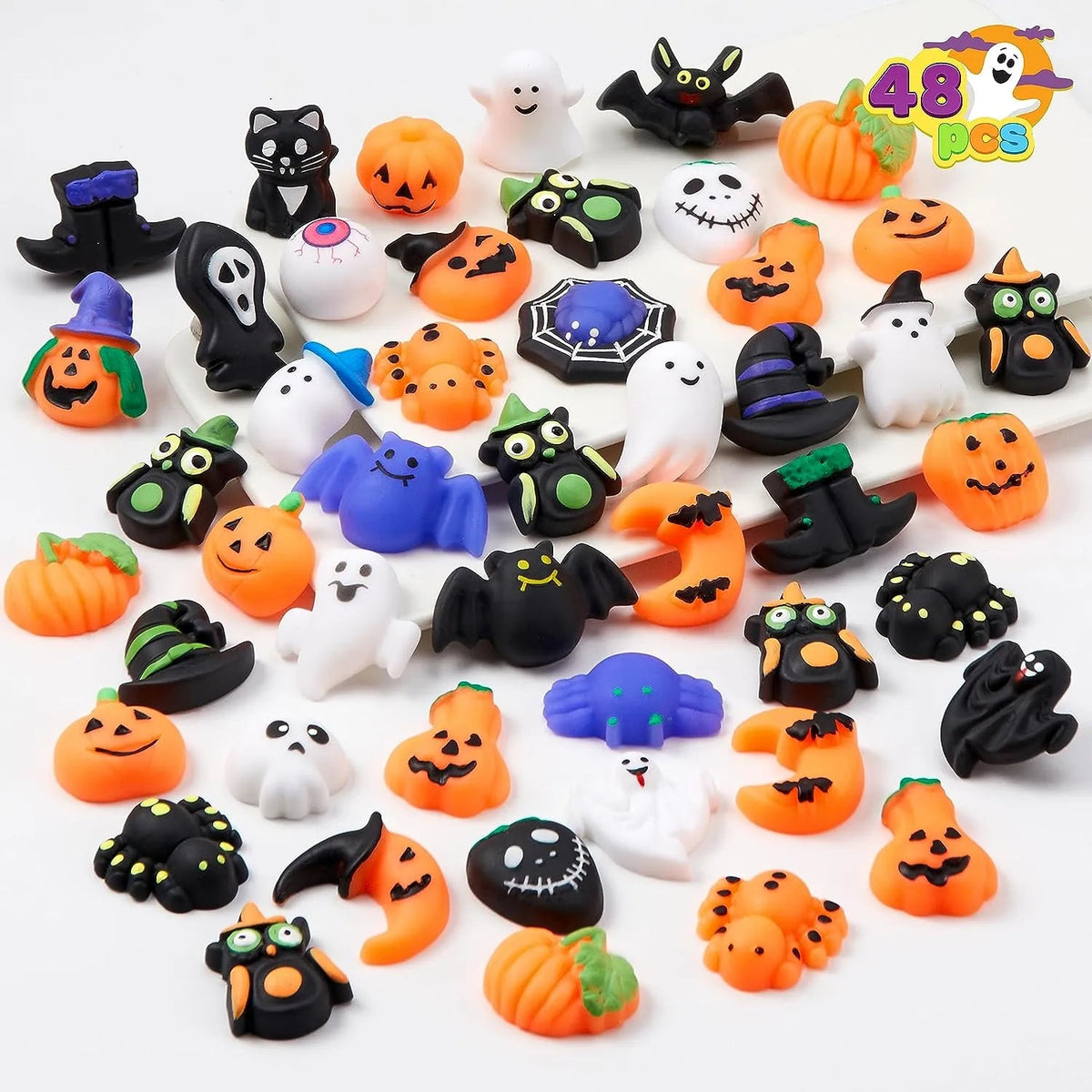48-Pack Halloween Mochi Squishy Toys for Kids