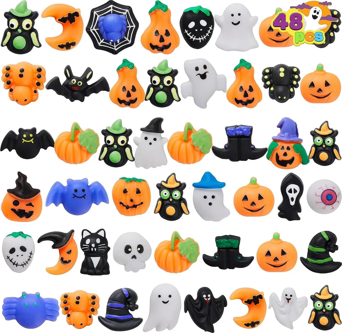 48-Pack Halloween Mochi Squishy Toys for Kids
