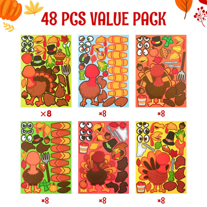 48-Piece Thanksgiving Make-a-Face Sticker Craft Kit