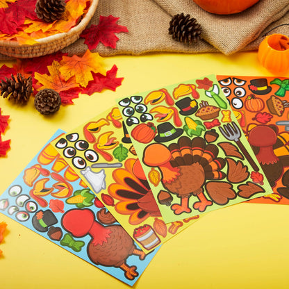48-Piece Thanksgiving Make-a-Face Sticker Craft Kit