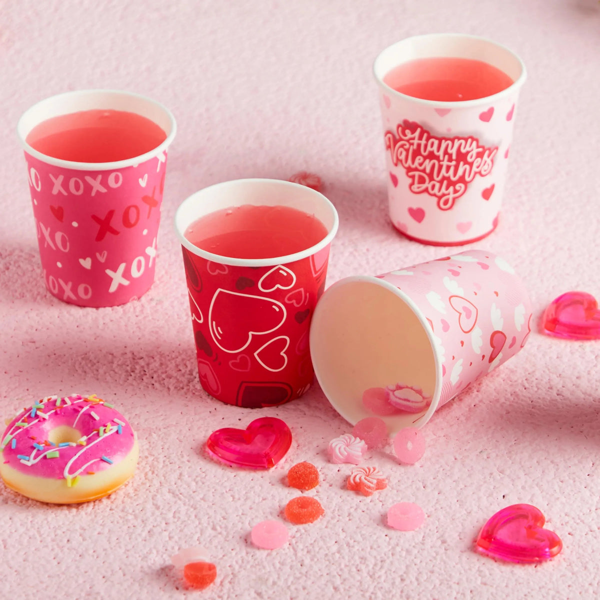 48 Valentine's Day Disposable Cups - 9 oz Paper Cocoa Cups for Party Supplies