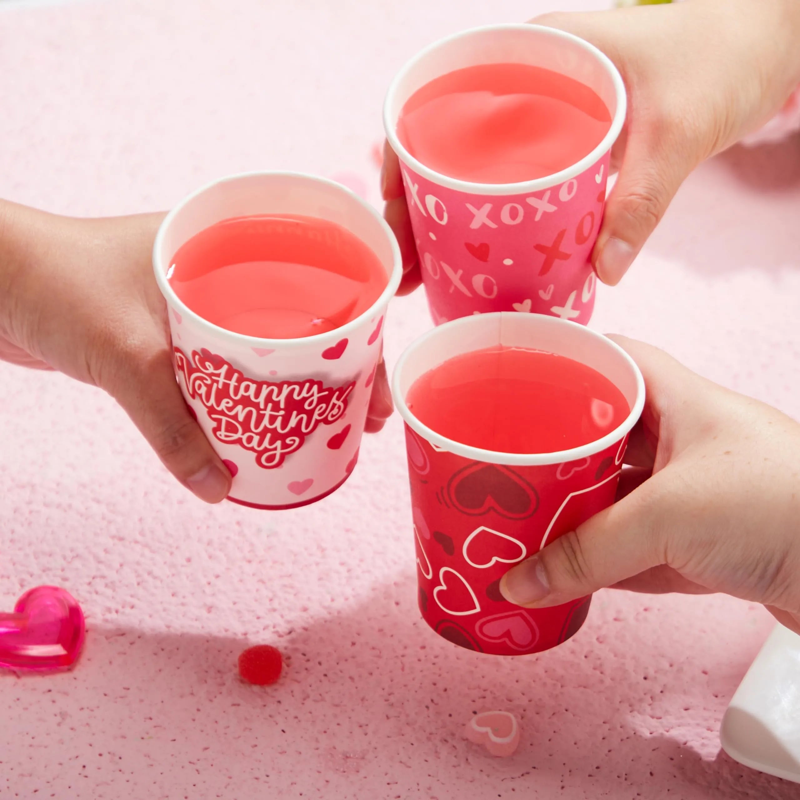 48 Valentine's Day Disposable Cups - 9 oz Paper Cocoa Cups for Party Supplies