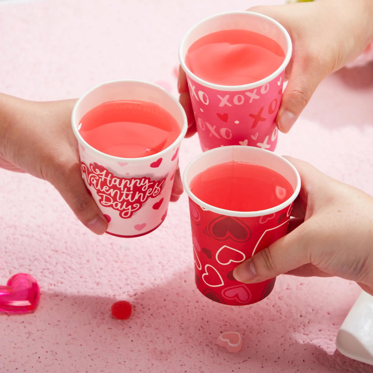 48 Valentine's Day Disposable Cups - 9 oz Paper Cocoa Cups for Party Supplies
