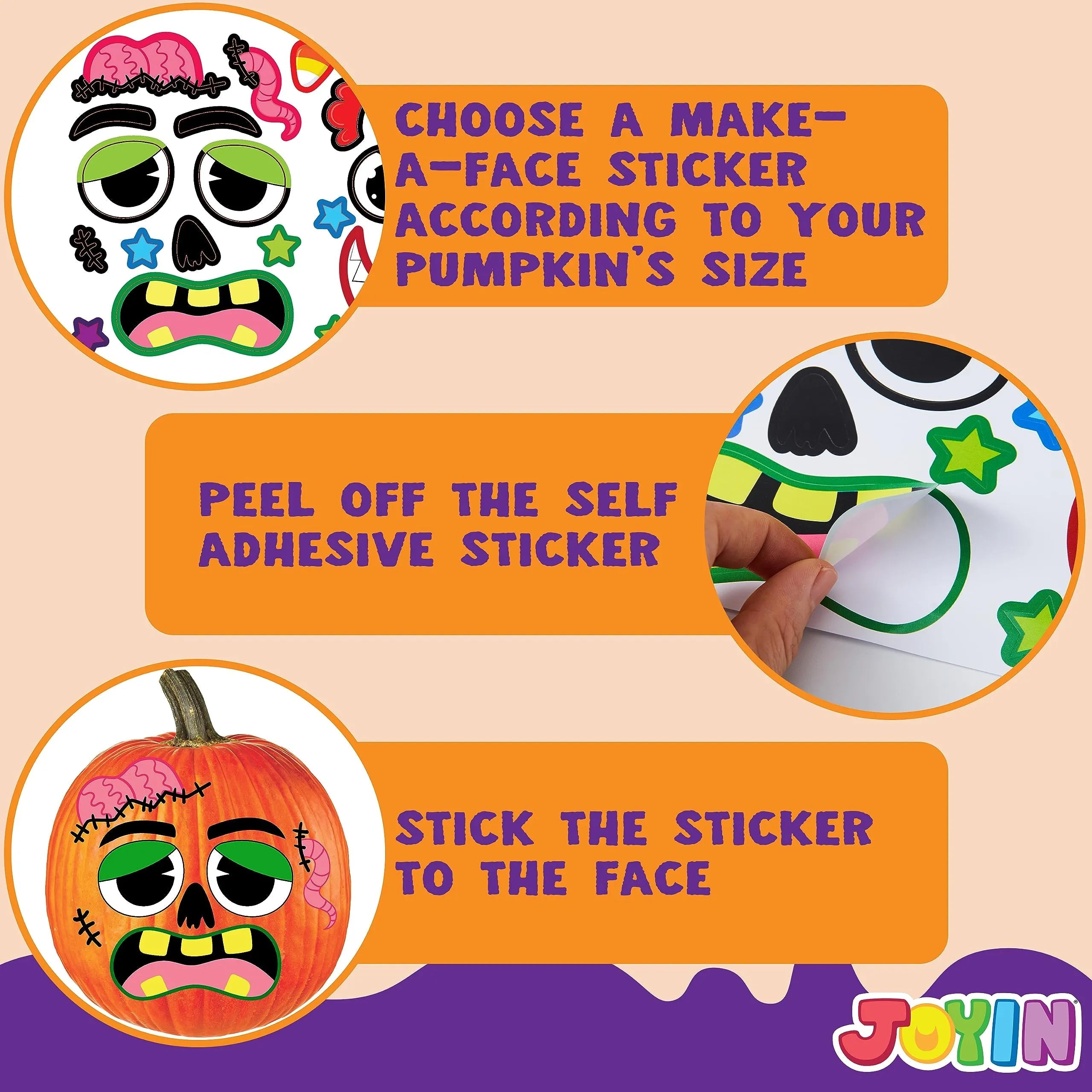 48 Halloween Pumpkin Stickers for Decorating