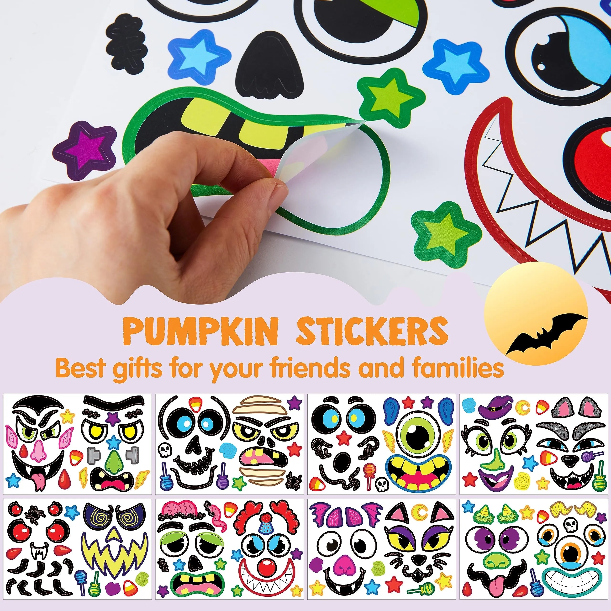48 Halloween Pumpkin Stickers for Decorating