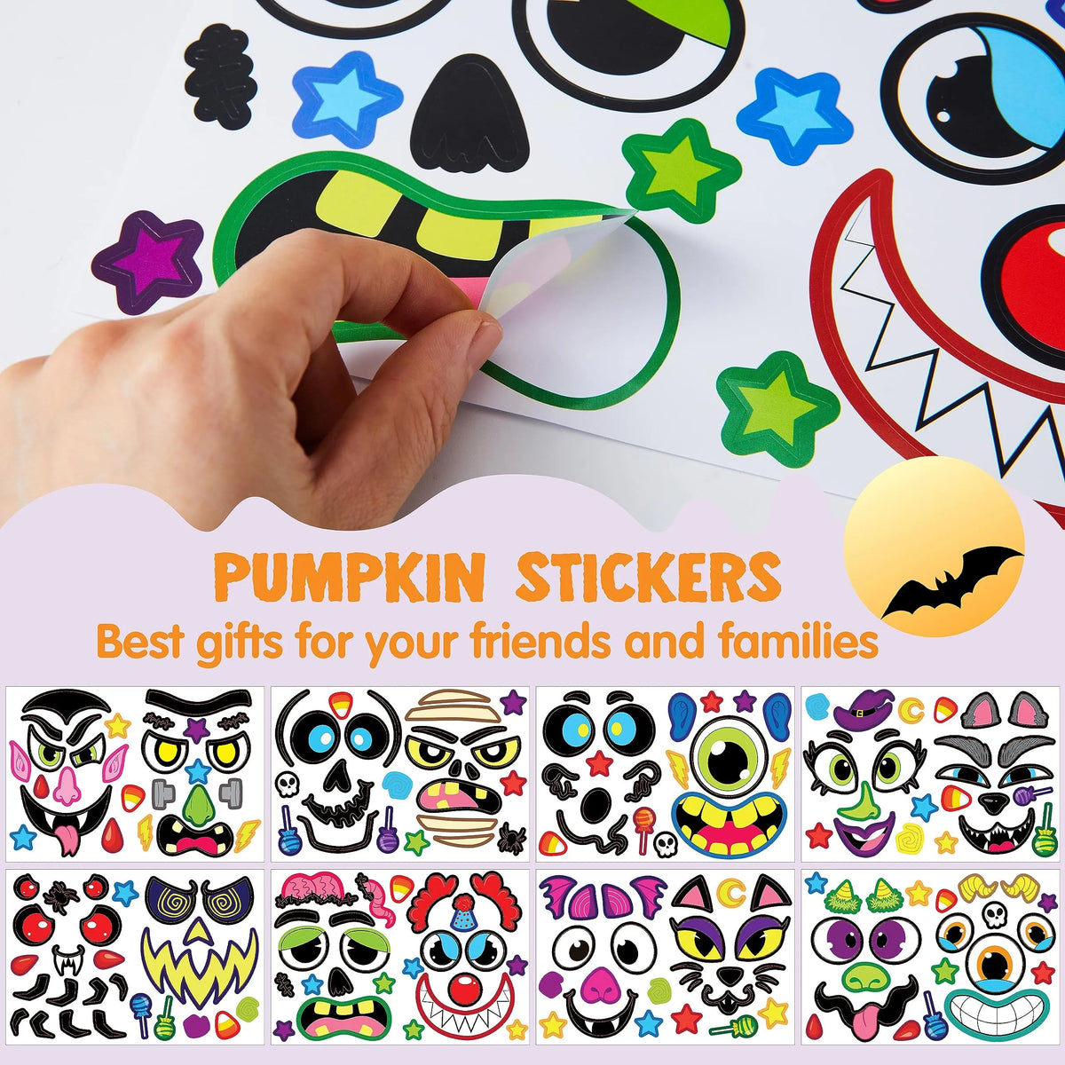 48 Halloween Pumpkin Stickers for Decorating