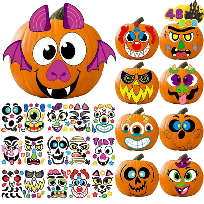 48 Halloween Pumpkin Stickers for Decorating