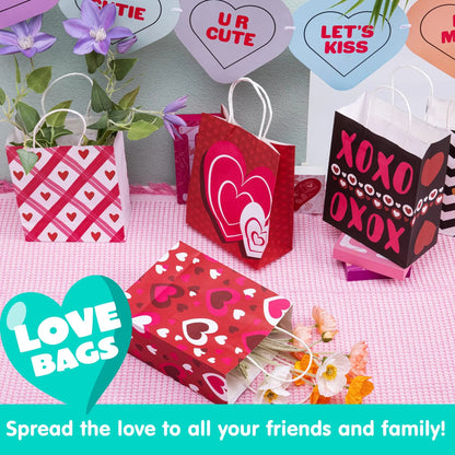 48 Valentine's Day Paper Gift Bags with Handles