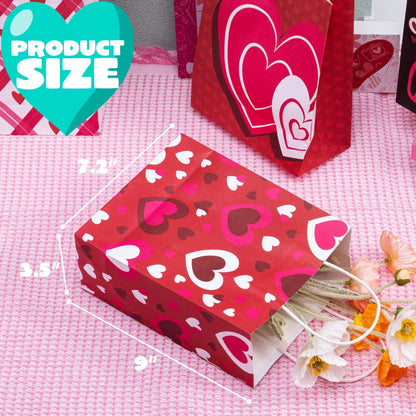 48 Valentine's Day Paper Gift Bags with Handles