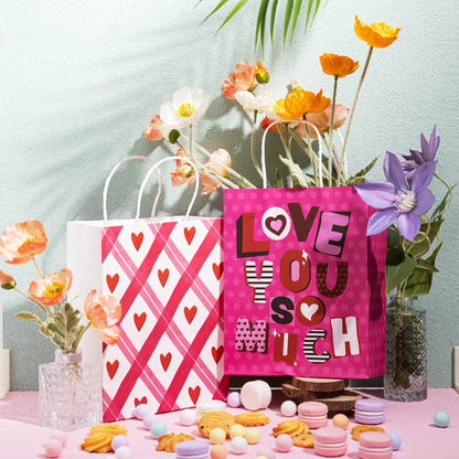 48 Valentine's Day Paper Gift Bags with Handles