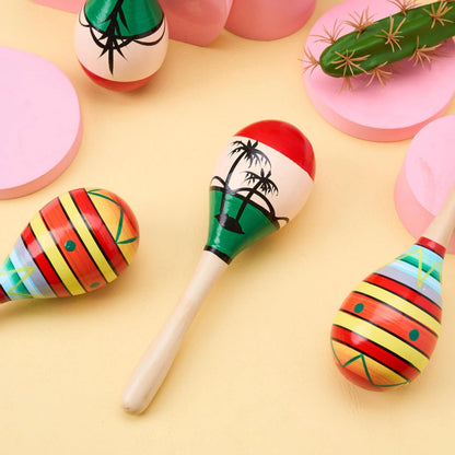 4-Pack Cinco de Mayo Wooden Maracas for Kids