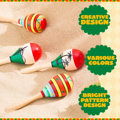 4-Pack Cinco de Mayo Wooden Maracas for Kids