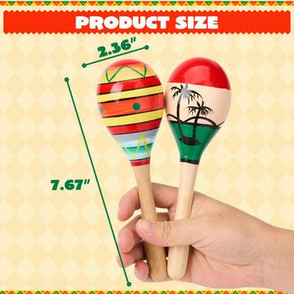 4-Pack Cinco de Mayo Wooden Maracas for Kids