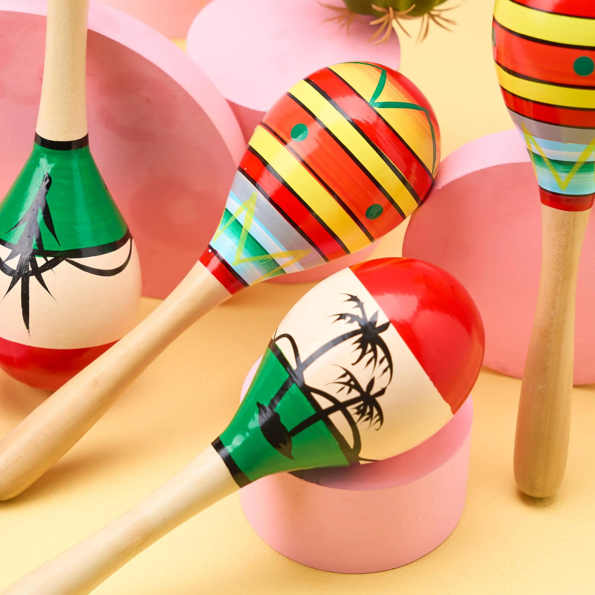 4-Pack Cinco de Mayo Wooden Maracas for Kids