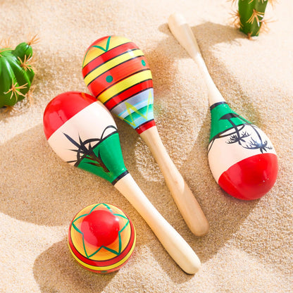 4-Pack Cinco de Mayo Wooden Maracas for Kids