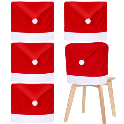 4-Pack Red Santa Hat Christmas Chair Covers