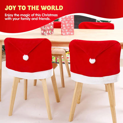 4-Pack Red Santa Hat Christmas Chair Covers