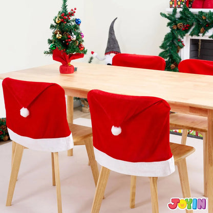 4-Pack Red Santa Hat Christmas Chair Covers